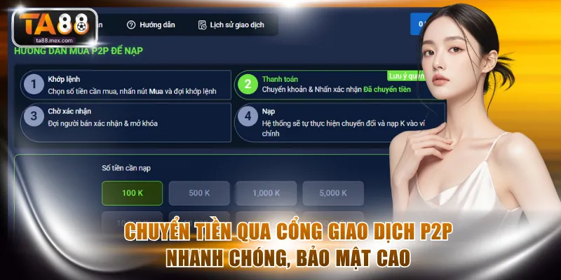 Chuyển tiền qua cổng giao dịch P2P nhanh chóng, bảo mật cao