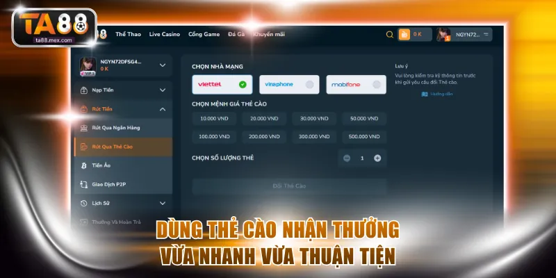 Dùng thẻ cào nhận thưởng vừa nhanh vừa thuận tiện
